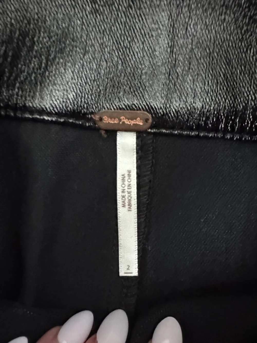 🌼FREE PEOPLE🌼 Holding Onto A Dream Coated Black Faux-Leather Mini Skirt, Size 2